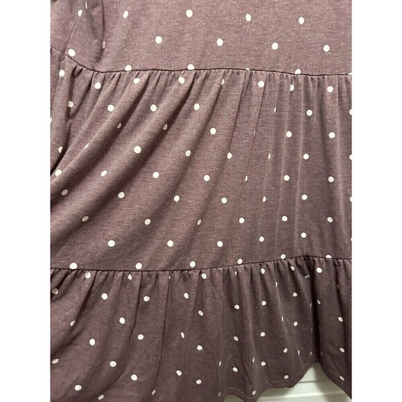 Raglan Dress Burgundy with white polka dot Women’s size XL Swing Comfy Tiered - Picture 14 of 16